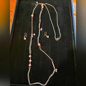 Elegant Bronze and Pink Pearl Jewelry Set